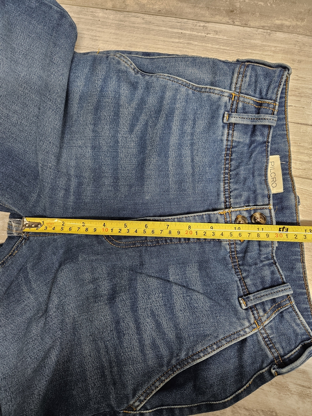 Pilcro Wide-Leg Flare Jeans in Medium Blue Denim - Picture 4 of 12